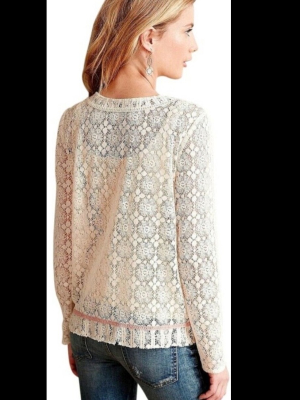 Anthropologie $98 Blue Tassel Tinetto Sweater in Ivory Pink and Blue Hearts NWOT - Picture 8 of 8
